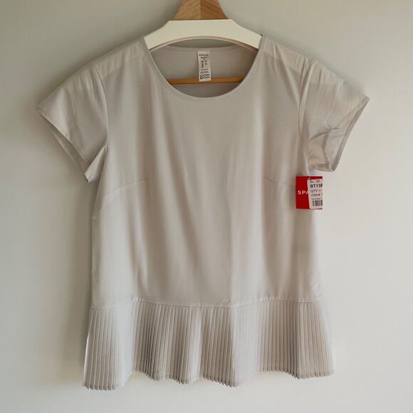 Spanx Yes Pleats Tee Top Womens‎ Size XS White Cloud Tennis Prep Pickleball Nwt - Picture 1 of 8